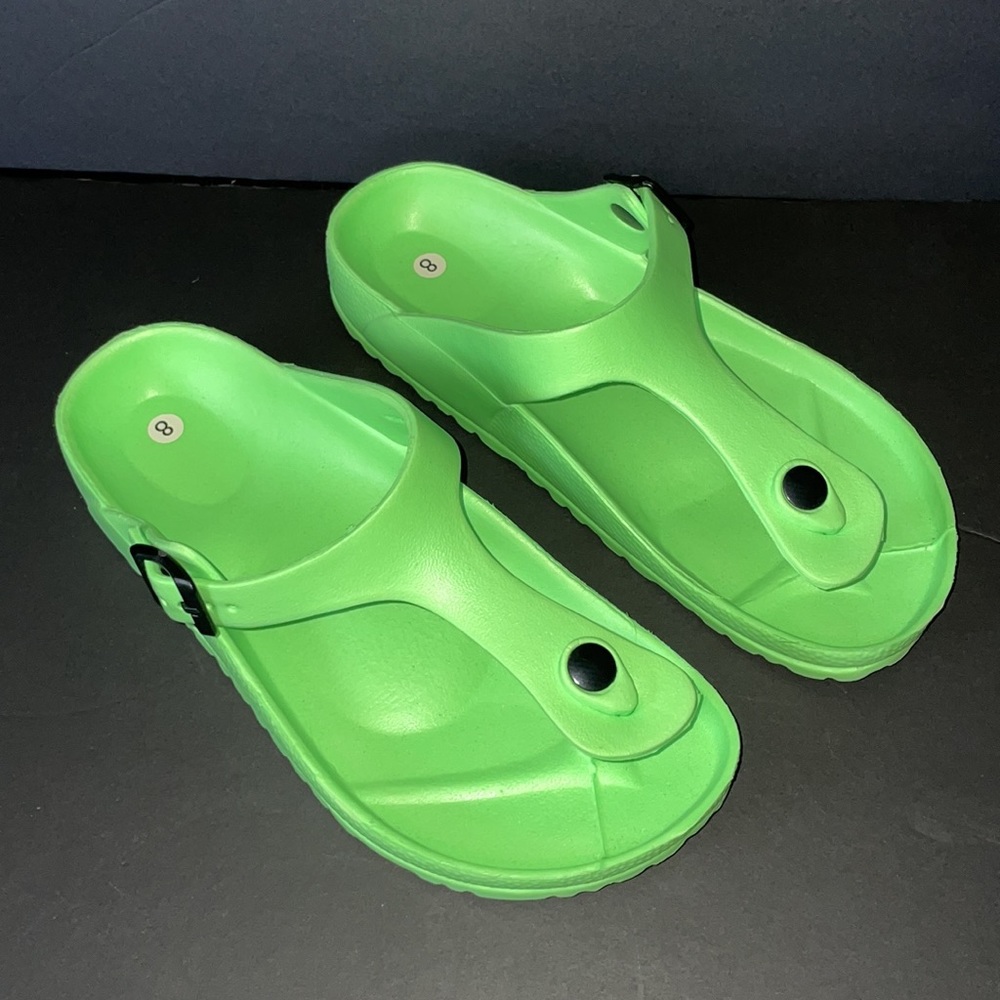 Flip Flops Womens clog rubber shoes size 8 green summer shoes